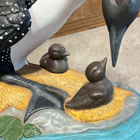 Ceramic Loon Mother & Chicks Sculpture - Picture 7 of 10